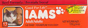Iams Beef Formula label